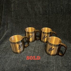SOLD - Set Of Four SAN ANTONIO SPURS Stainless Steel Demitasse Cups